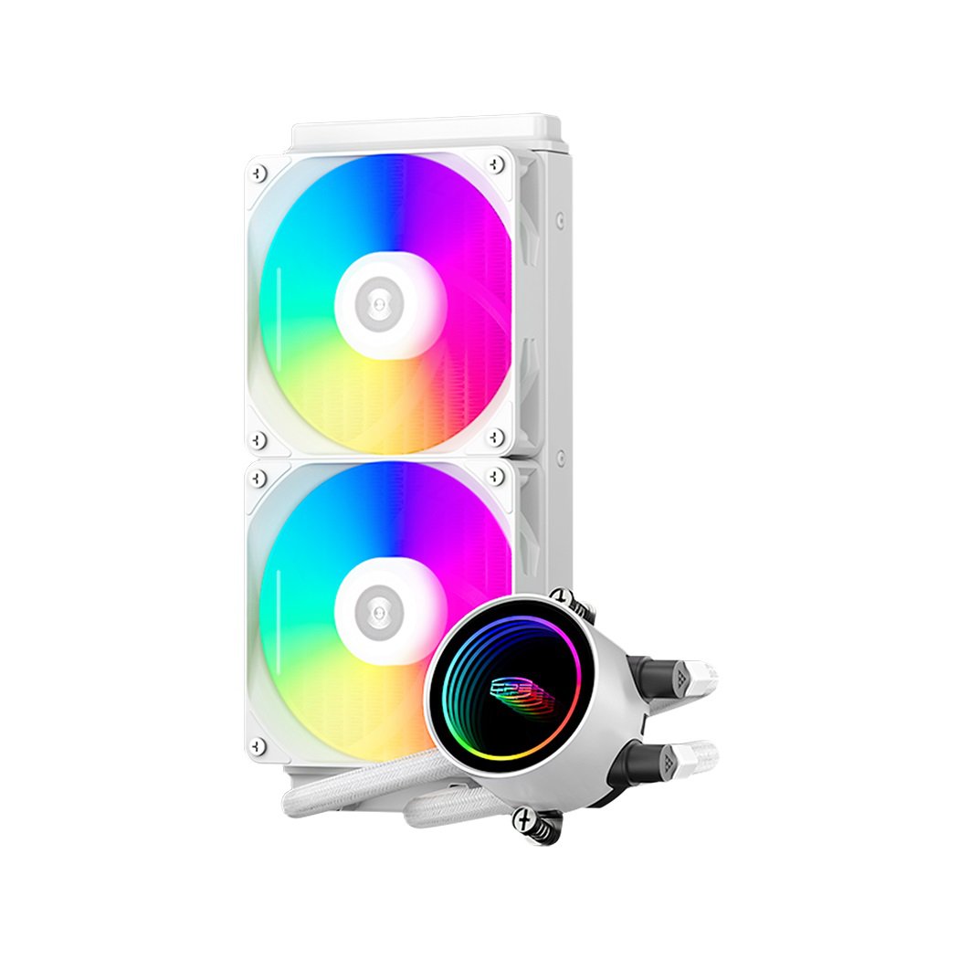 PCCOOLER CPS - DA240 ARGB WH CPU Liquid Cooler with 120mm PWM ARGB FAN, Brand New Low-noise Pump, Pre-mounted Fans on Radiator. For Intel: LGA115X/1200/1700/1851/20XX/AMD AM4/AM5 | SKU FAN-DA240W