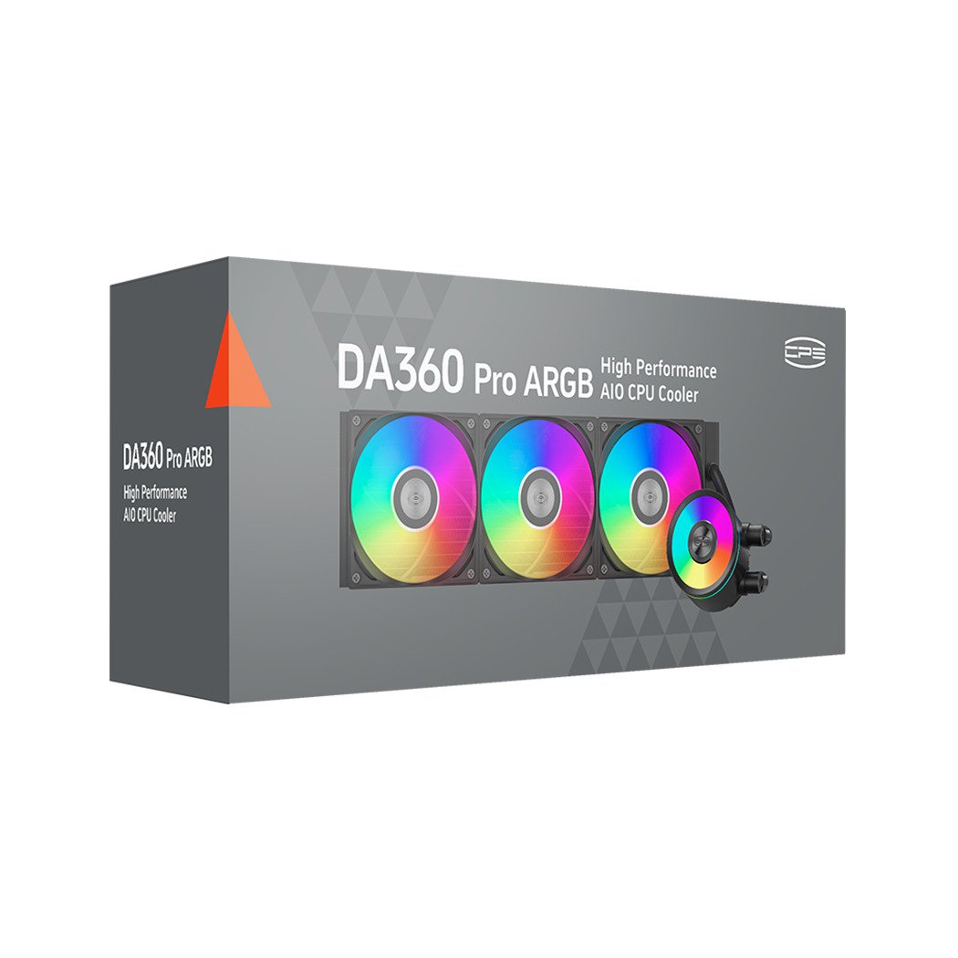 PCCOOLER DA360 PRO ARGB CPU Liquid Cooler, 360mm AIO Water Cooling with 120mm Silent ARGB Fans, Infinite Halo Lighting, for Intel LGA 115X/1200/1700/20XX & AMD AM4/AM5, High-Performance Black Cooler | SKU FAN-DA360B