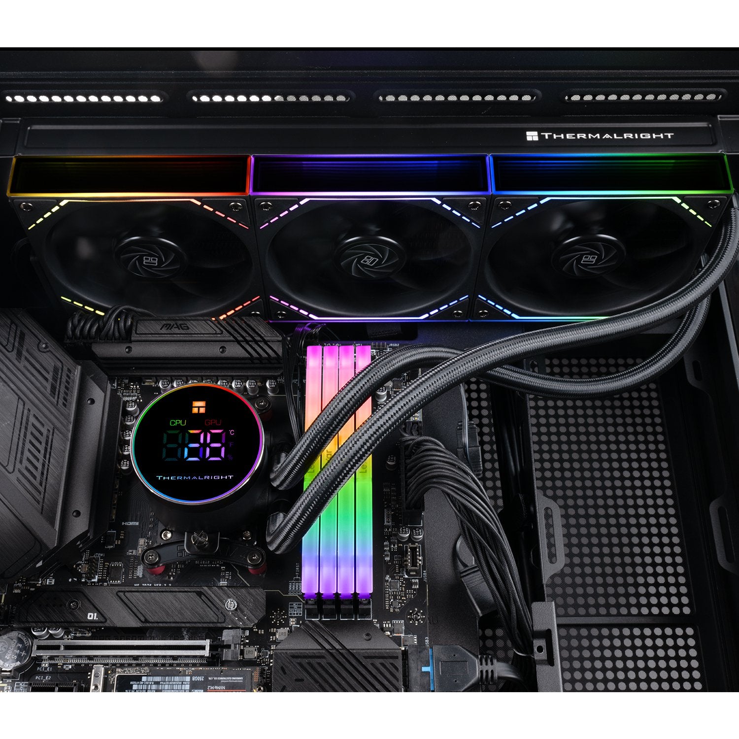 Thermalright Frozen Magic 360 Digital ARGB Black V2 Liquid CPU Cooler, 360 Cooling Row Size with 3 * 120mm PWM ARGB Fans, for AMD AM4/AM5, Intel LGA115X/1200/1700/1851, Desktop CPU Water Cooler | SKU FAN-FM36D1