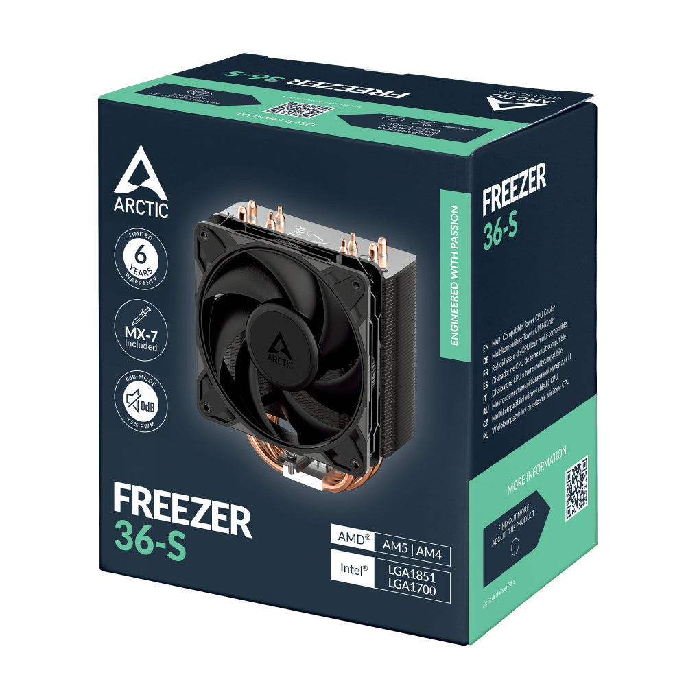 Arctic Freezer 36-S A-RGB Multi Compatible Tower CPU Cooler, compatible with Intel Socket: 1851, 1700, AMD Socket: AM5, AM4, ACFRE00198A (Black) | SKU FAN-F36SBA