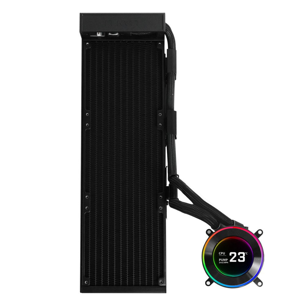 GUNMANSA Lian Li Hydroshift II 360 Liquid CPU Cooler - Flexible Slide-Tube Clamp Coolant Pathway - 2.1" IPS LCD Screen - 3 Control Mode - Fits Most PC Fans - LGA 1851/1700, AMD AM5/AM4 - Black (HS2LCD36B)