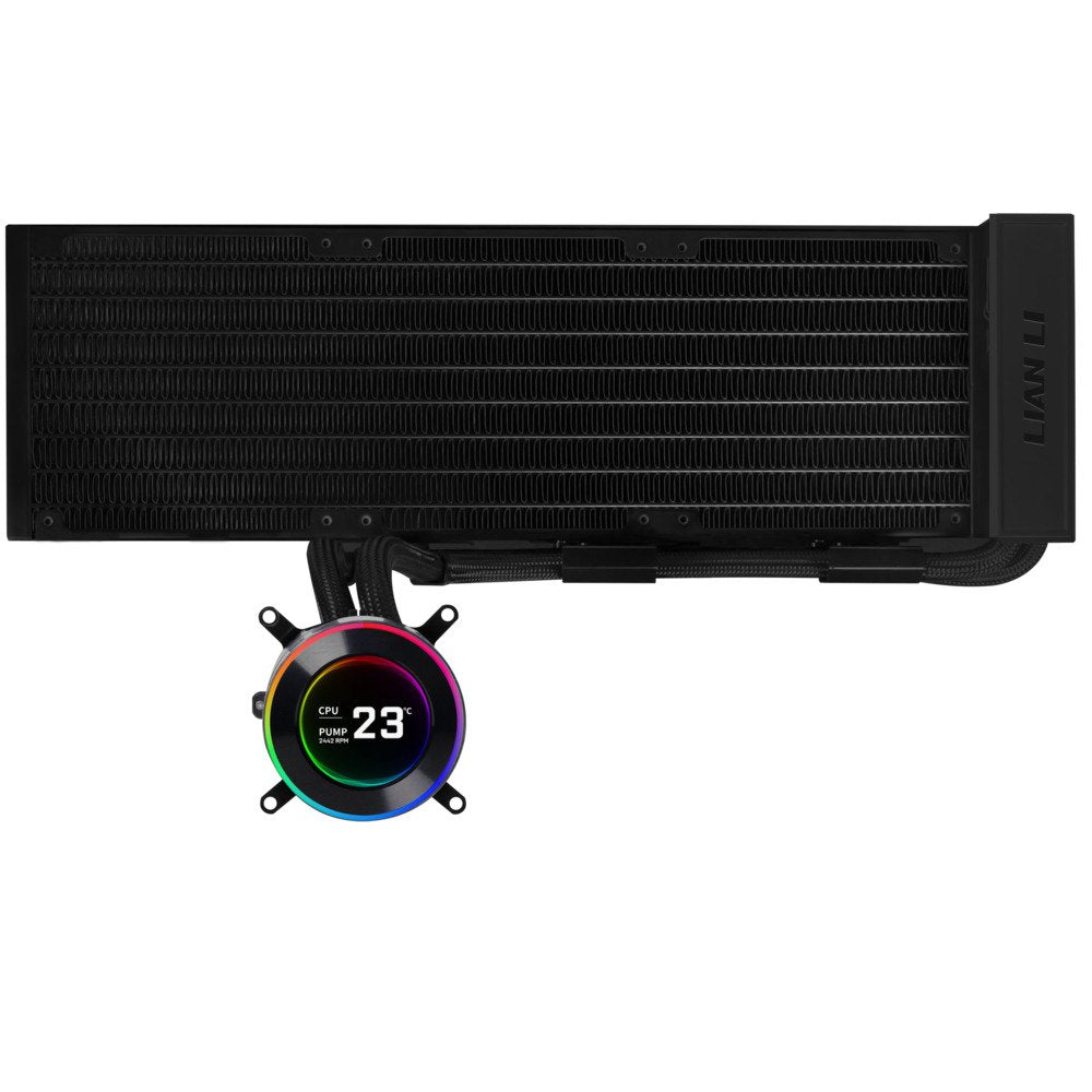 Lian Li Hydroshift II 360 Liquid CPU Cooler - Flexible Slide-Tube Clamp Coolant Pathway - 2.1" IPS LCD Screen - 3 Control Mode - Fits Most PC Fans - LGA 1851/1700, AMD AM5/AM4 - Black (HS2LCD36B) | SKU FAN-H23B5