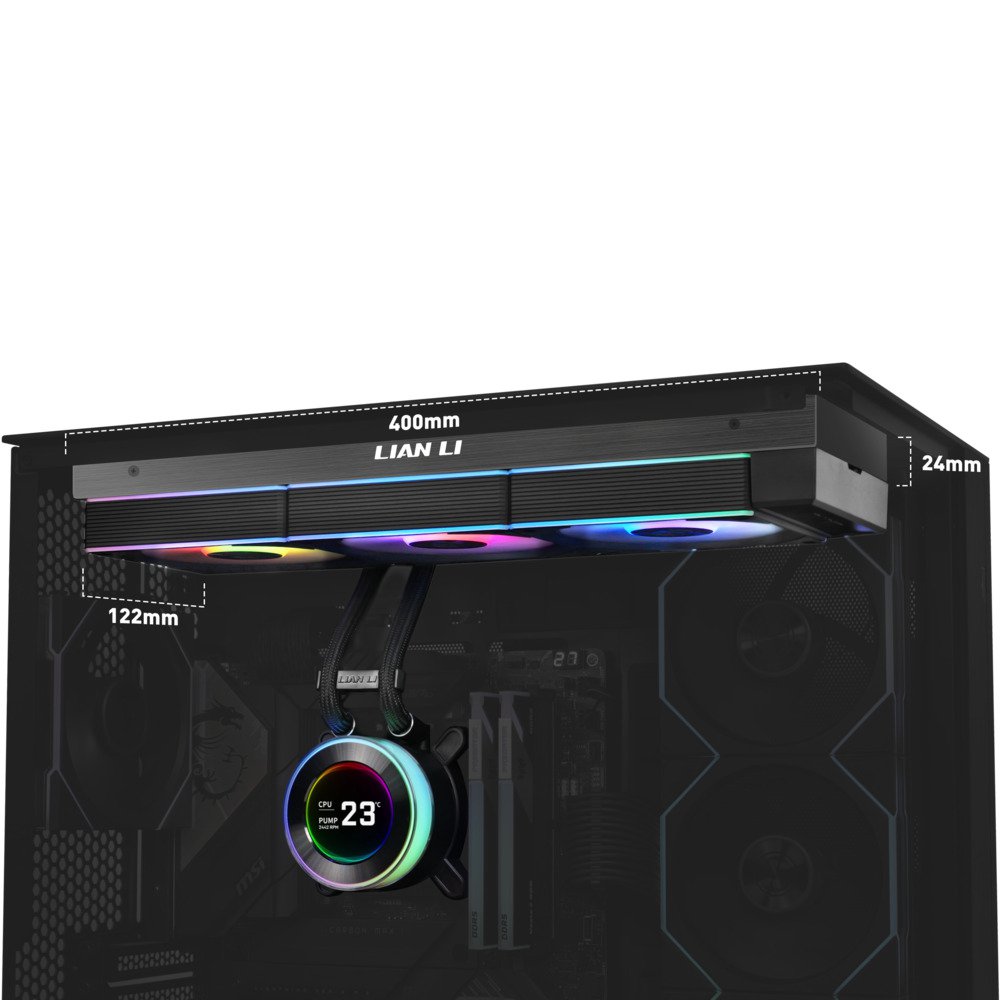 Lian Li Hydroshift II 360 CL RGB Liquid CPU Cooler - 360mm AIO - 3X 120 RGB Fans - 2.1" IPS LCD Screen - 3 Control Mode - Flexible Tubes Clamp - LGA 1851/1700, AMD AM5/AM4 - Black (HS2LCD36RB) | SKU FAN-H23RB3