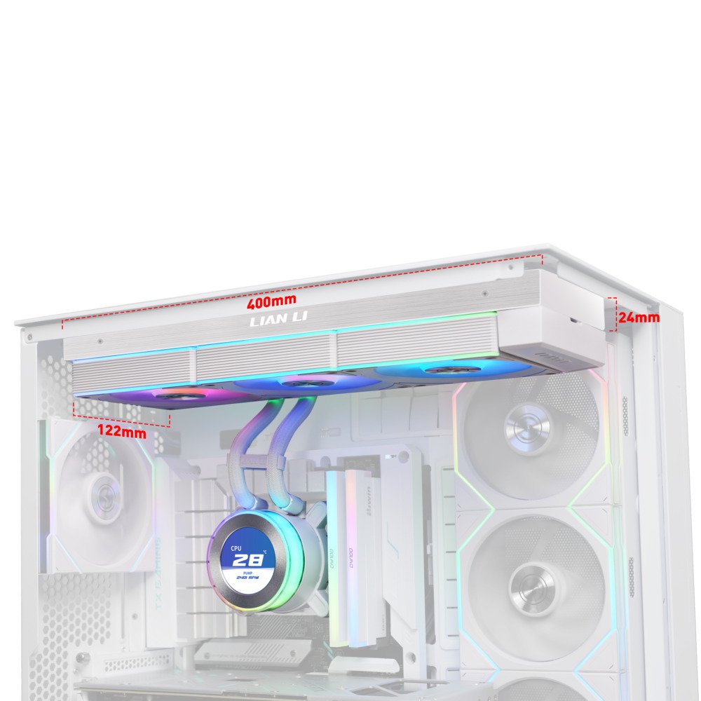 Lian Li Hydroshift II 360 CL RGB Liquid CPU Cooler - 360mm AIO - 3X 120 RGB Fans - 2.1" IPS LCD Screen - 3 Control Mode - Flexible Tubes Clamp - LGA 1851/1700, AMD AM5/AM4 - White (HS2LCD36RW) | SKU FAN-H23RW4