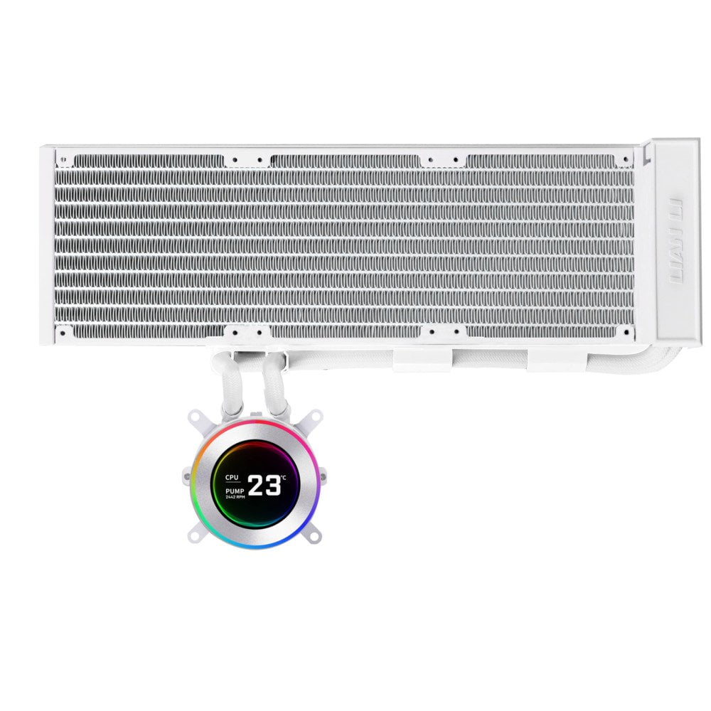 GUNMANSA Lian Li Hydroshift II 360 Liquid CPU Cooler - Flexible Slide-Tube Clamp Coolant Pathway - 2.1" IPS LCD Screen - 3 Control Mode - Fits Most PC Fans - LGA 1851/1700, AMD AM5/AM4 - White (HS2LCD36W)