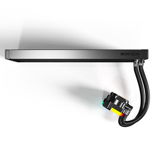 Montech HyperFlow ARGB 360 Black - 360mm Liquid CPU Cooler, AIO Water Cooler, Intel & AMD Compatible - LGA115X / 1200 / 20XX / 1700 / 1851, AM3/AM4/AM5, Enhanced ARGB Water Pump, 3x 120mm High-Performance PWM Fans (Black) | SKU FAN-HFA36X
