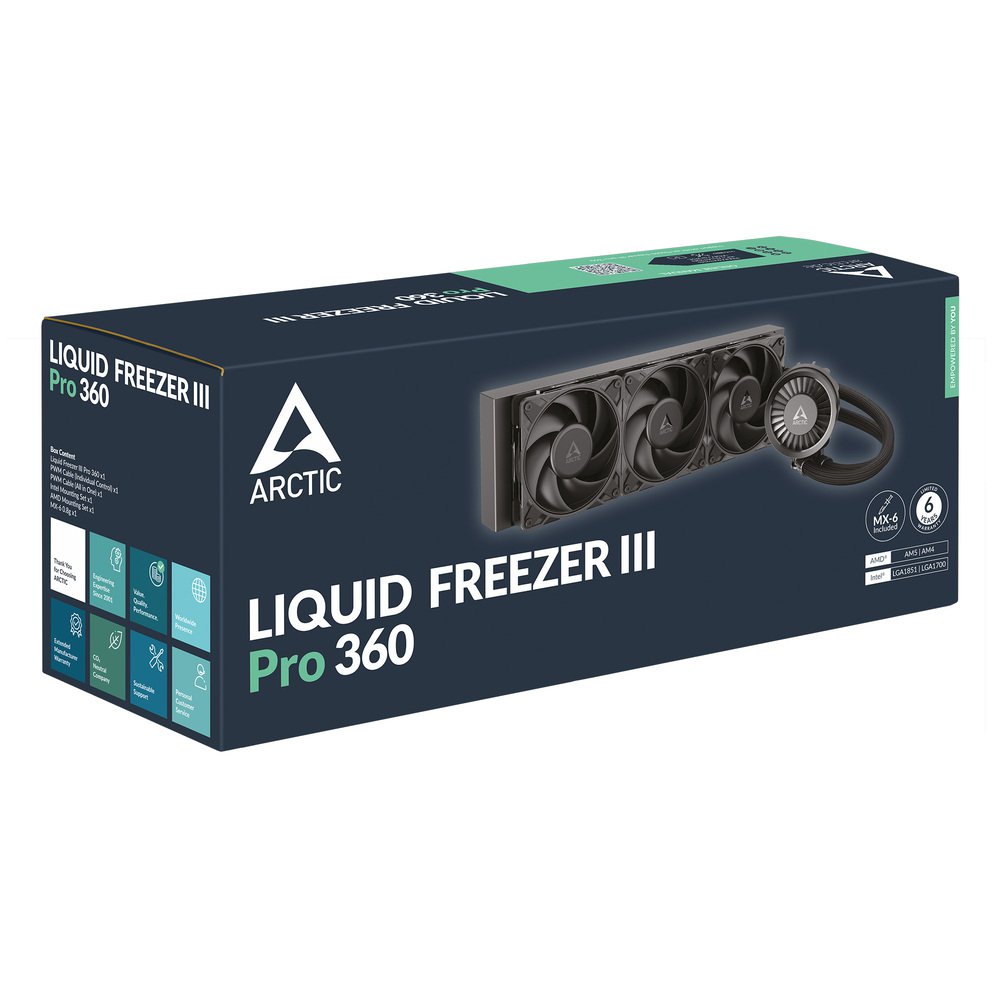 ARCTIC Liquid Freezer III Pro 360 (Black) ACFRE00180A Multi Compatible All-in-One CPU Water Cooler Intel LGA1851, LGA1700 AMD AM5, AM4 | SKU FAN-LFP36B