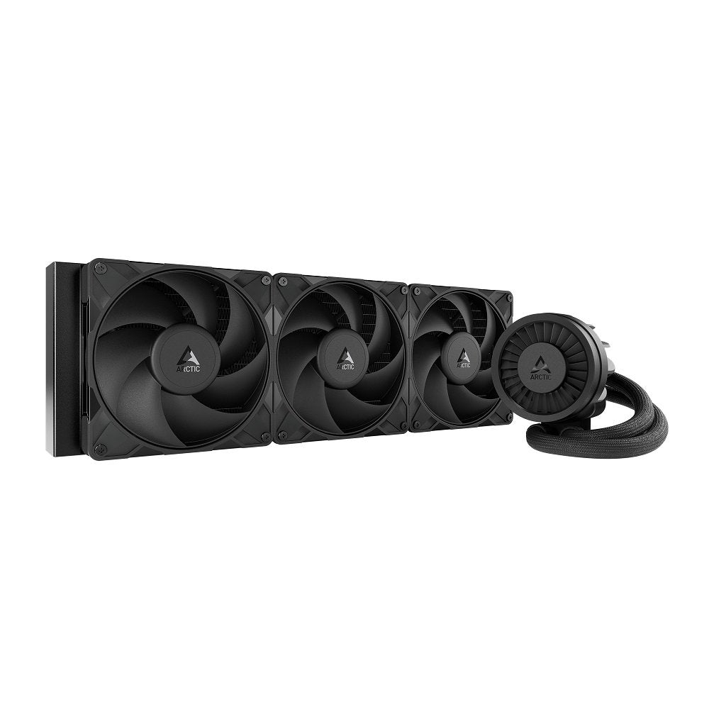 ARCTIC Liquid Freezer III Pro 420 ACFRE00181A AIO CPU Cooler, 3 x 140 mm Water Cooling, 38 mm Radiator, PWM Pump, VRM Fan, AMD AM5/AM4, Intel LGA1851/1770 Contact Frame - Black | SKU FAN-LFP42B