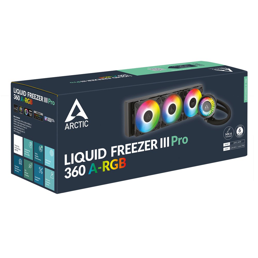 ARCTIC Liquid Freezer III Pro 360 A-RGB (Black) ACFRE00184A Multi Compatible All-in-One CPU Water Cooler with A-RGB Intel LGA1851, LGA1700 AMD AM5, AM4 | SKU FAN-LP36AB