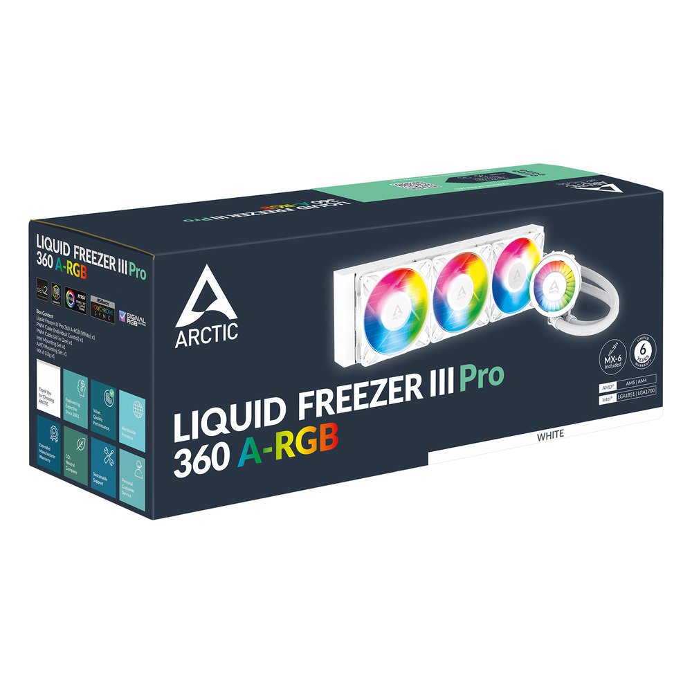 ARCTIC Liquid Freezer III Pro 360 A-RGB (White) ACFRE00188A Multi Compatible All-in-One CPU Water Cooler with A-RGB Intel LGA1851, LGA1700 AMD AM5, AM4 | SKU FAN-LP36AW