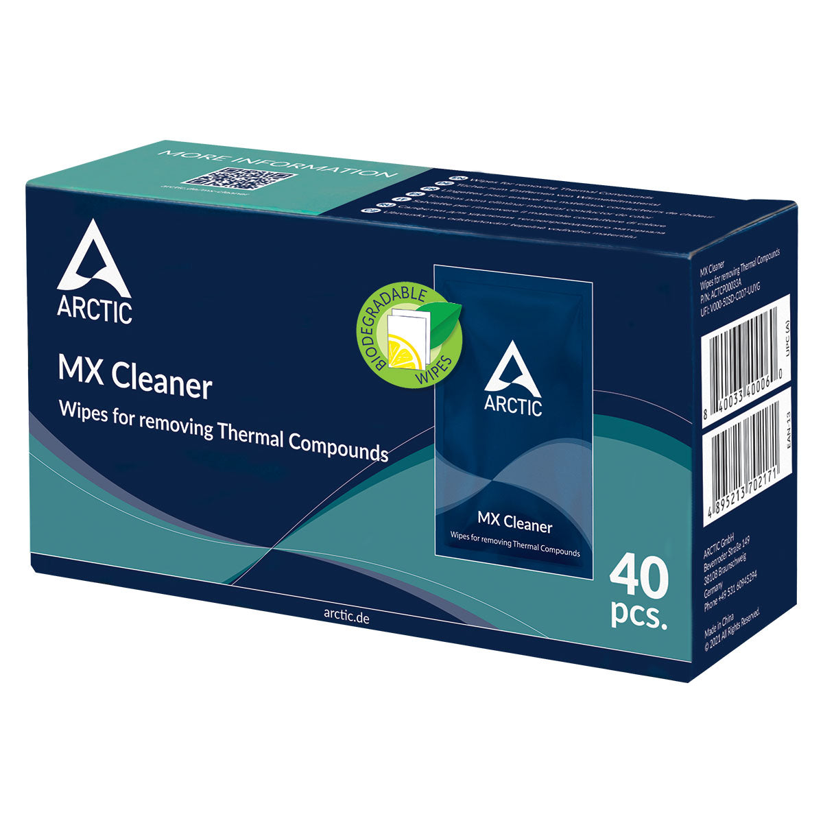 Arctic MX Cleaner Wipes for removing Thermal Compounds (40 Pieces), ACTCP00033A | SKU FAN-MXCLW