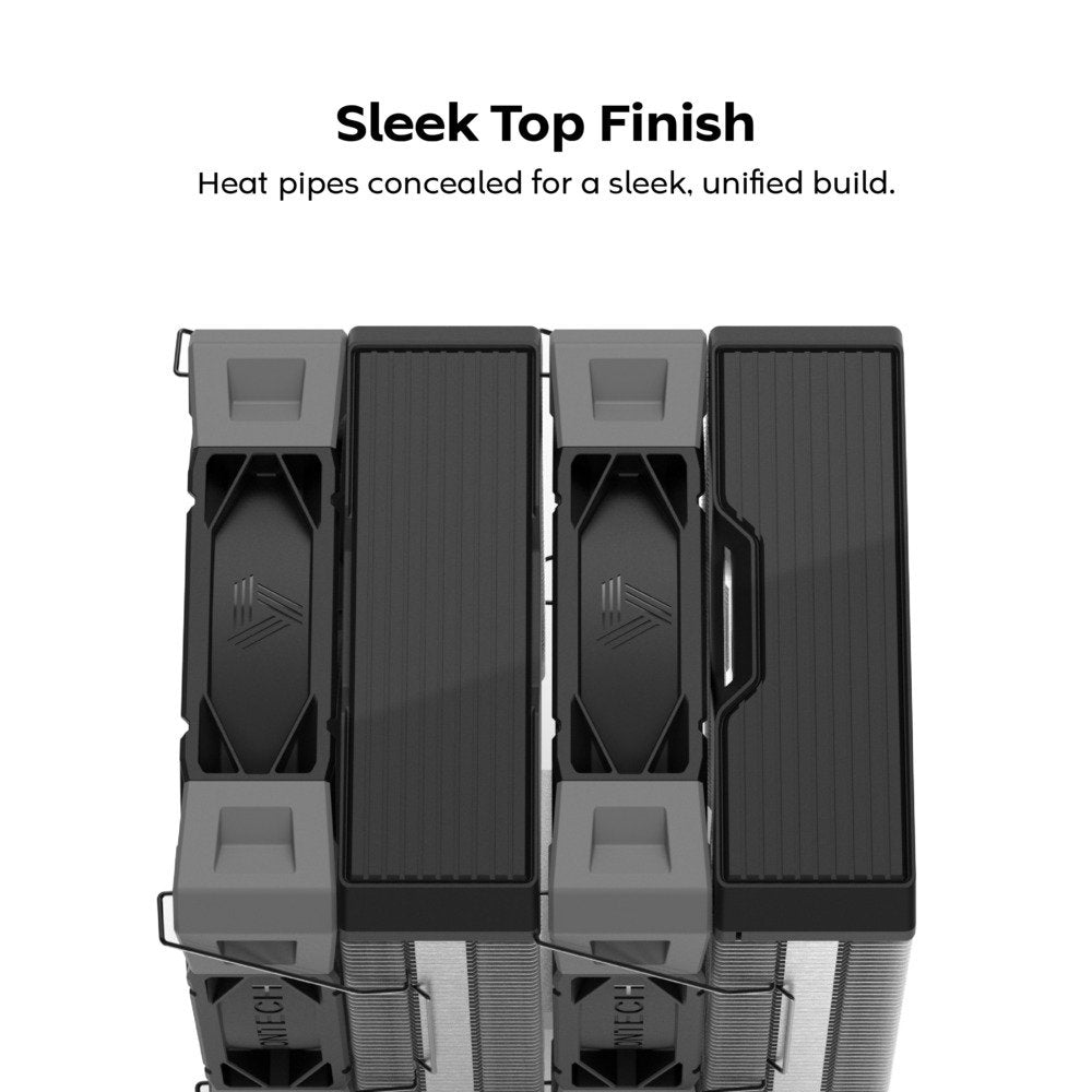 MONTECH NX600 ARGB Dual-Tower CPU Air Cooler with 6 Heatpipes & Premium Top Cover | 28 mm E28 ARGB Premium Fan 2000RPM PWM | Soldered Copper Base | Superior Heat Dissipation | All Intel & AMD Socket Support | Black | SKU FAN-NX6AB3