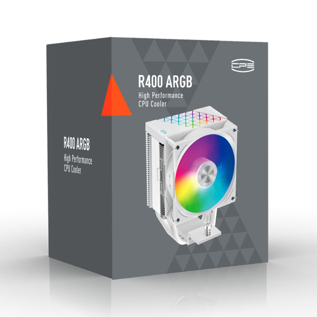 PCCOOLER CPS - R400 ARGB WH CPU Air Cooler, 4 Heat pipes, vivified minimal fashion, 92mm PWM ARGB fan, TDP 180W, for Intel LGA:115X/1200/1700/1851/AMD AM4/AM5 | SKU FAN-R400WR