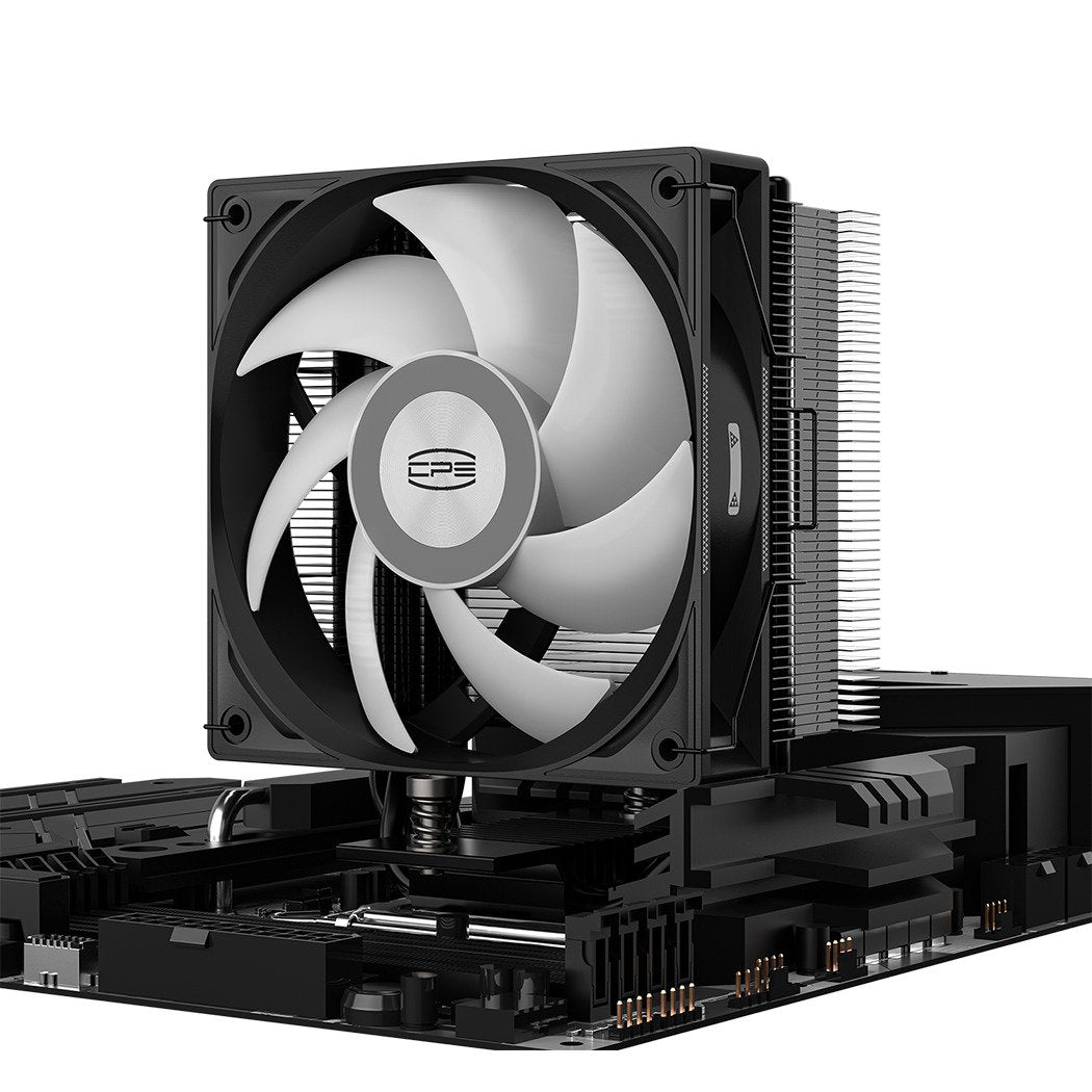 PCCOOLER CPS - RT400 ARGB BK CPU Air Cooler, 4 Heat pipes, Heatsink shifted backward design to fulfill high-profile RAM support, for Intel LGA:115X/1200/1700/1851/AMD AM4/AM5 | SKU FAN-RT40BR