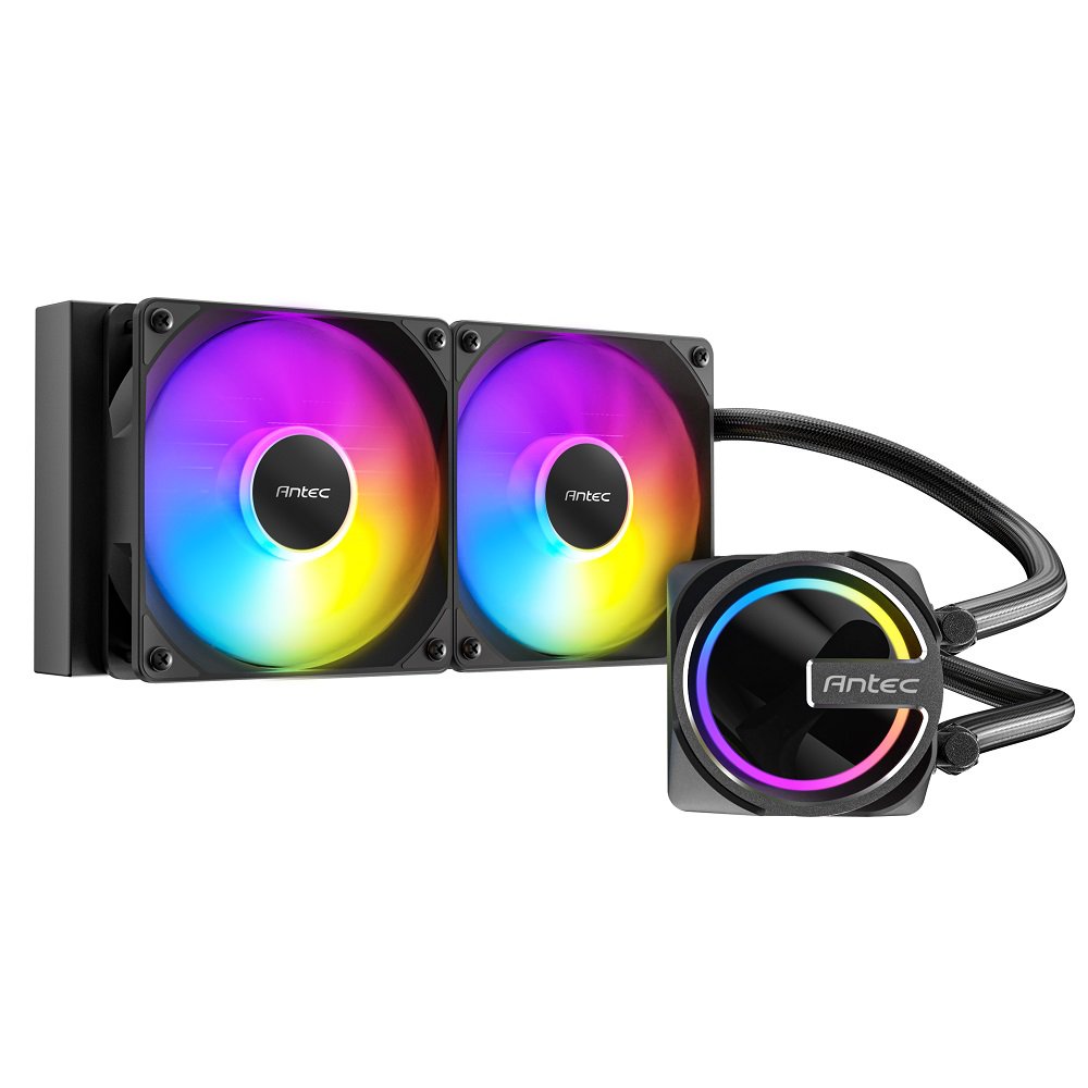Antec Skeleton 240 ARGB Liquid CPU Cooler, 240mm Radiator, 2 x 120mm PWM ARGB Fans, Hydraulic Bearing, Copper Base, Intel LGA 115X/1200/1700/20XX, AMD AM4/AM5, Black | SKU FAN-SK2401