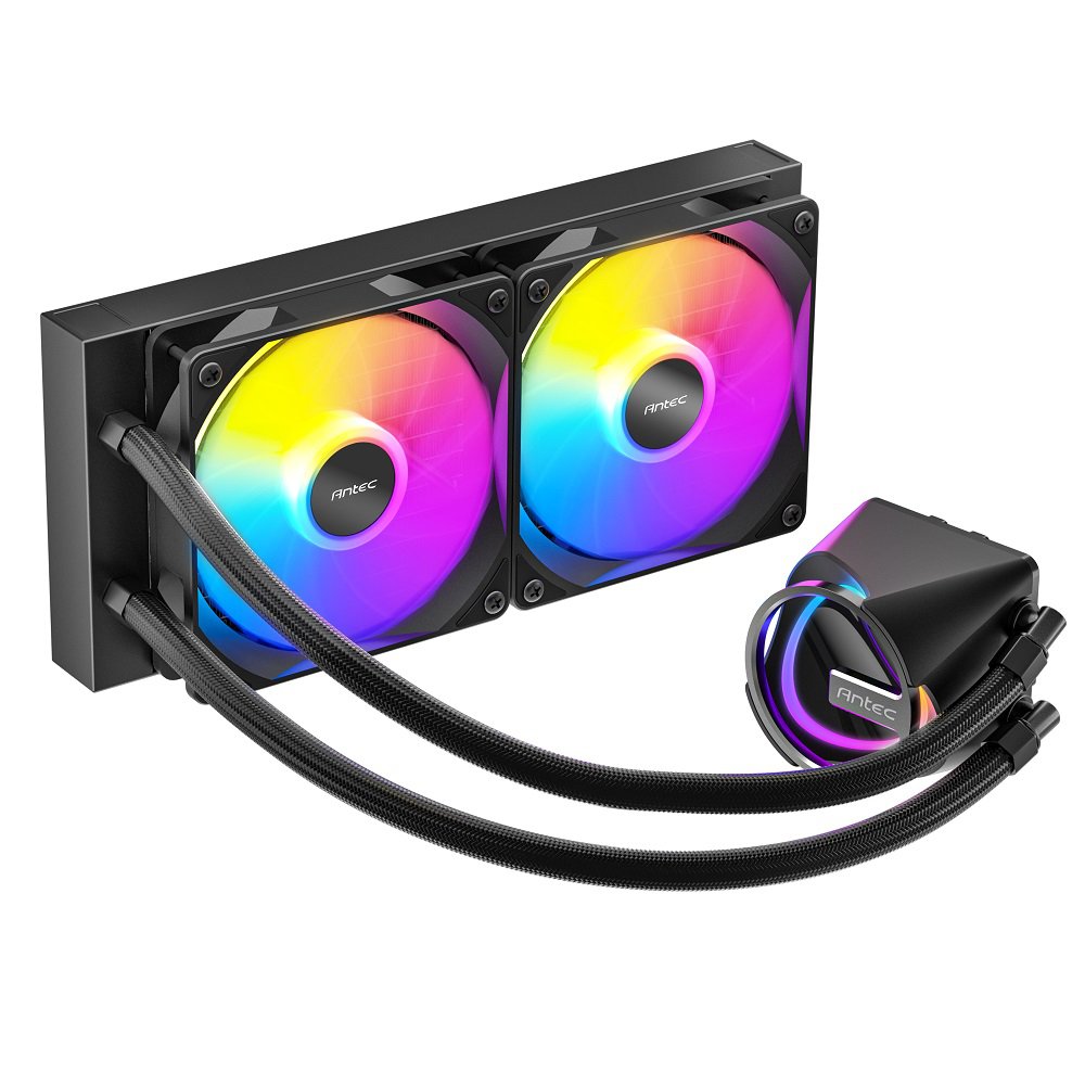 Antec Skeleton 240 ARGB Liquid CPU Cooler, 240mm Radiator, 2 x 120mm PWM ARGB Fans, Hydraulic Bearing, Copper Base, Intel LGA 115X/1200/1700/20XX, AMD AM4/AM5, Black | SKU FAN-SK2401