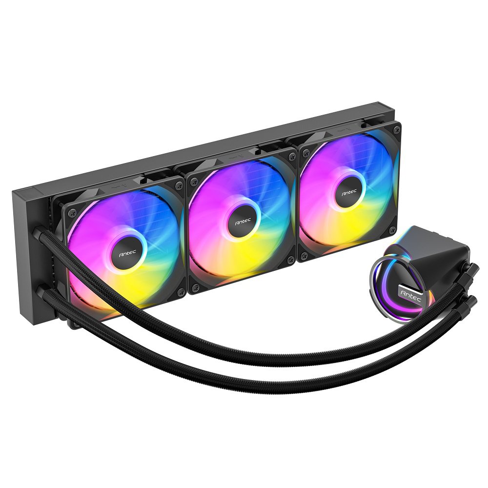 Antec Skeleton 360 ARGB Liquid CPU Cooler, 360mm Radiator, 3 x 120mm PWM ARGB Fans, Hydraulic Bearing, Copper Base, Intel LGA 115X/1200/1700/20XX, AMD AM4/AM5, Black | SKU FAN-SK3602