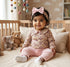 Baby 4 Piece Pink Floral Velvet Set
