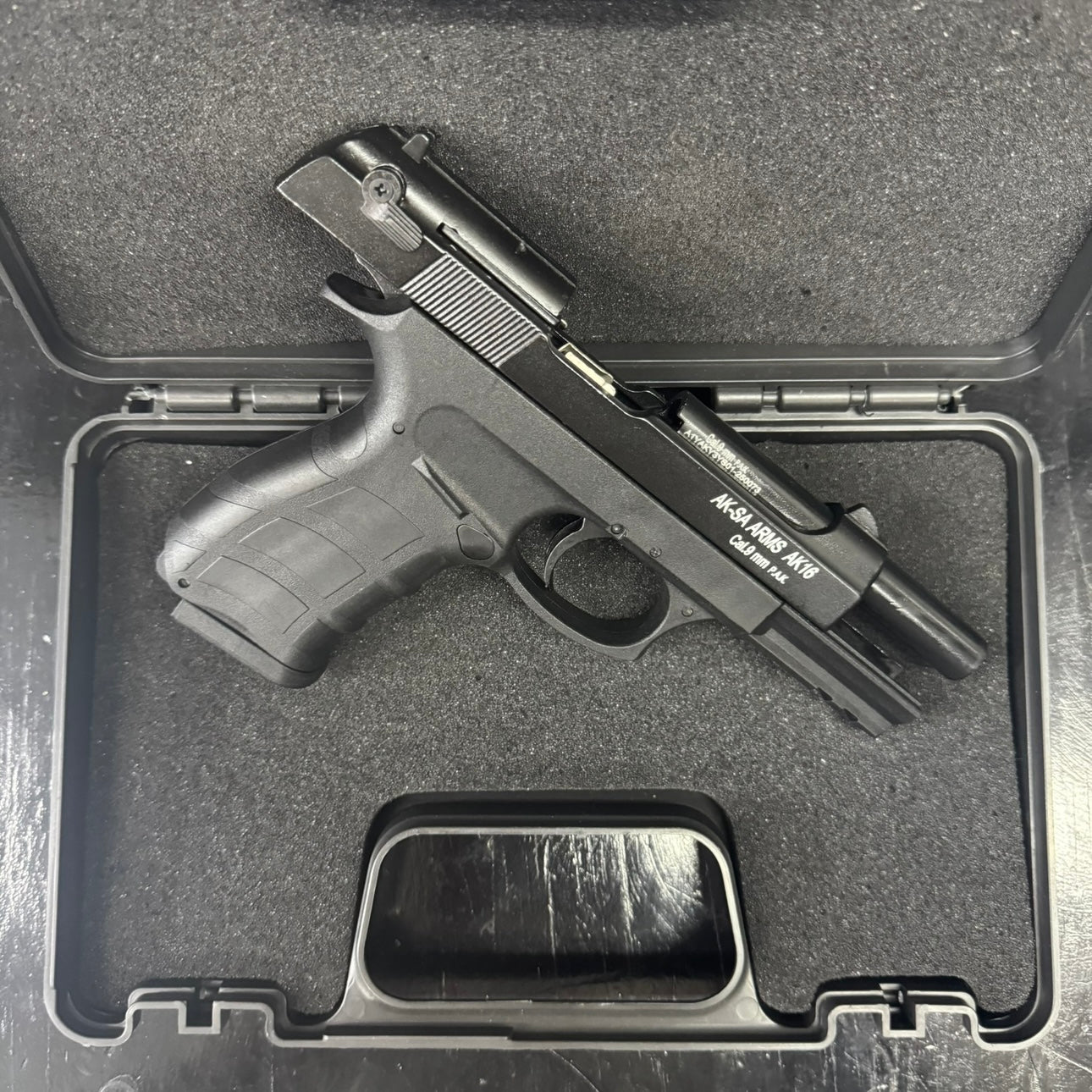 AKSA AK16-K9 Black Blank/Pepper Gun (Semi Auto|14+1|9mm PAK)