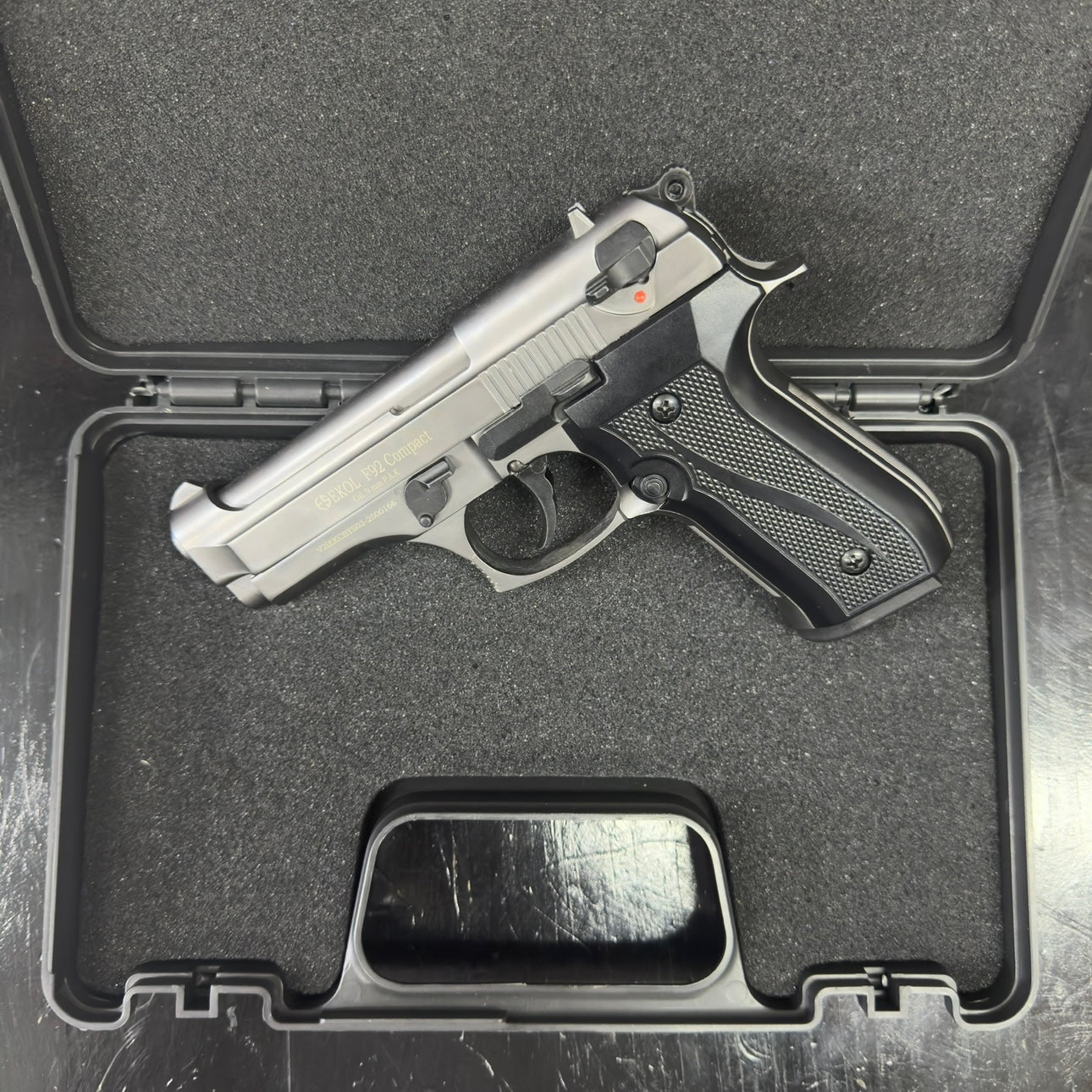 Ekol F92 Compact Mat Chrome Blank/Pepper Gun (Semi Auto|15+1|9mm PAK)