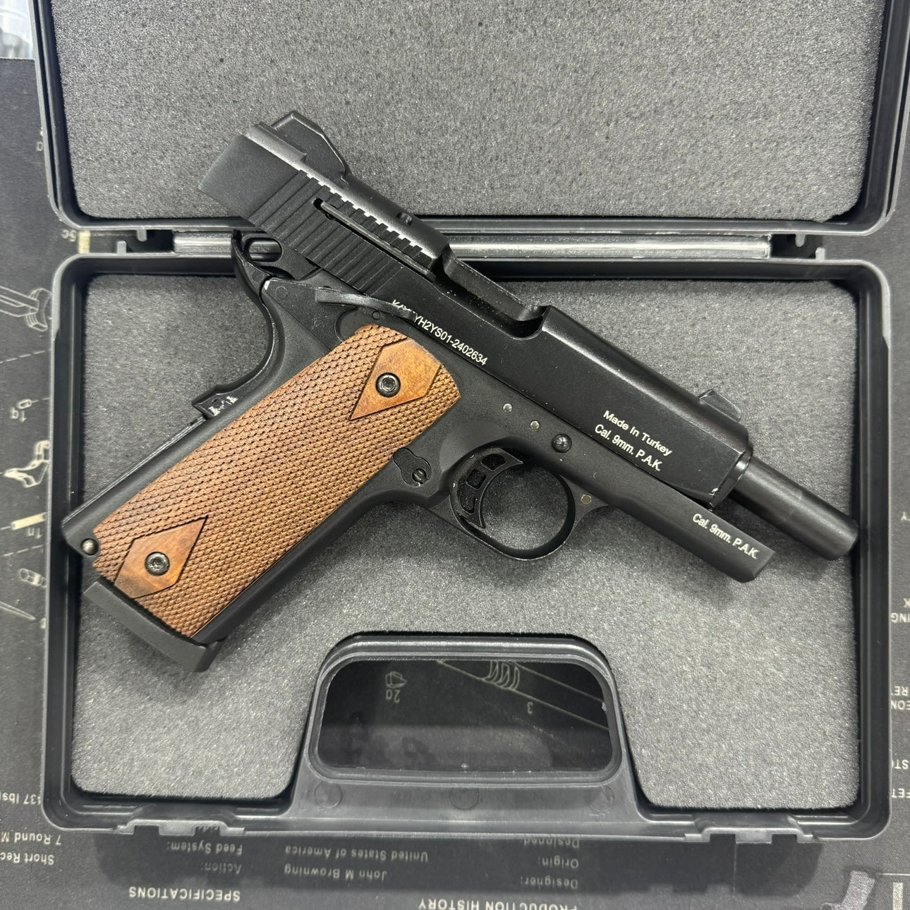 Kuzey 911 SX Black Blank/Pepper Gun (Semi Auto|9+1|9mm PAK)