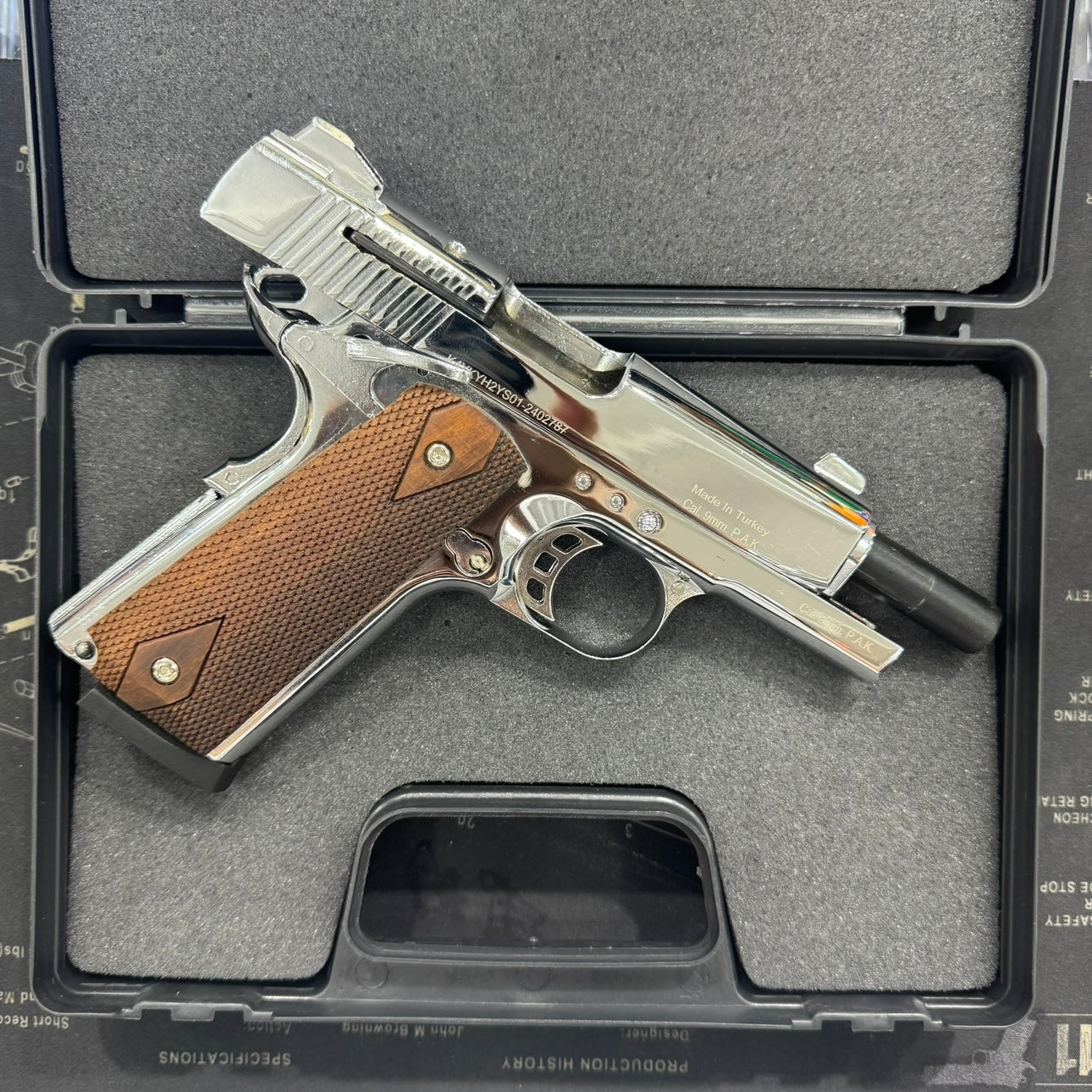 Kuzey 911 SX Chrome Blank/Pepper Gun (Semi Auto|9+1|9mm PAK)