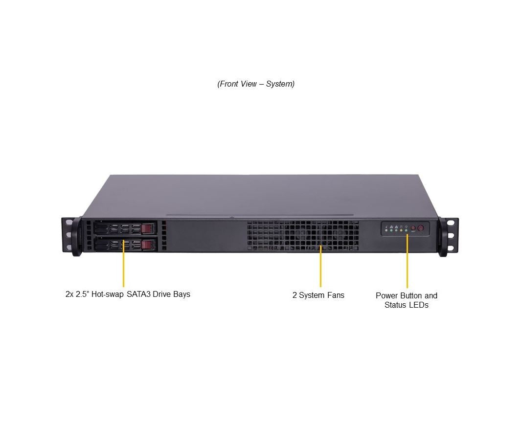 Supermicro IoT SuperServer SYS-111AD-HN2-01-G2 Intel Single Socket LGA-1700 support 12th & 13th Gen, 200W Low Noise AC-DC PWS, 1U edge platform Gold Series version with pre-configured components | SKU G2-111ADHN