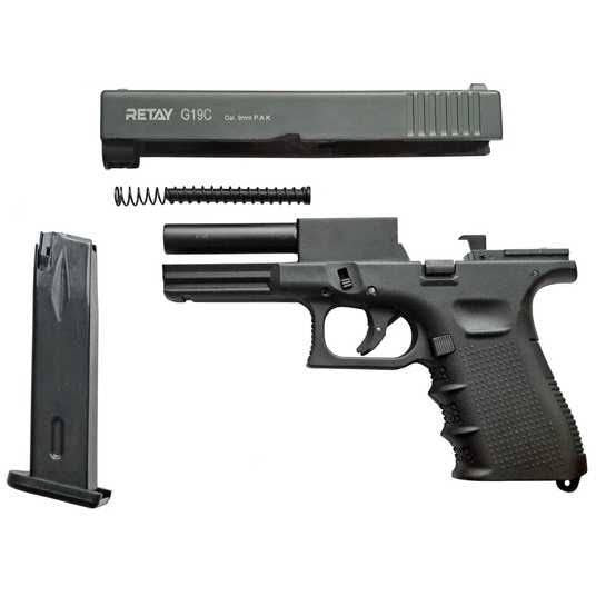 Retay G19C Black Blank/Pepper Gun (Semi Auto|14+1|9mm PAK) - GSA