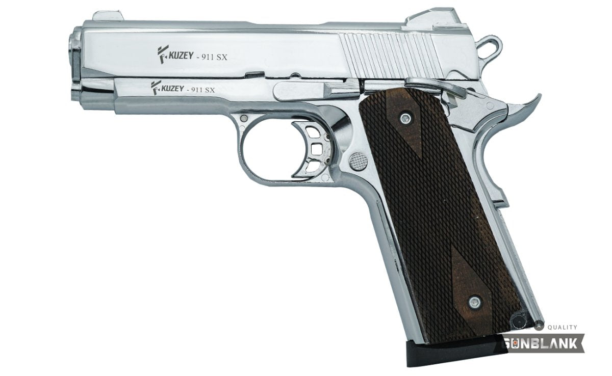 Kuzey 911 SX Chrome Blank/Pepper Gun (Semi Auto|9+1|9mm PAK)