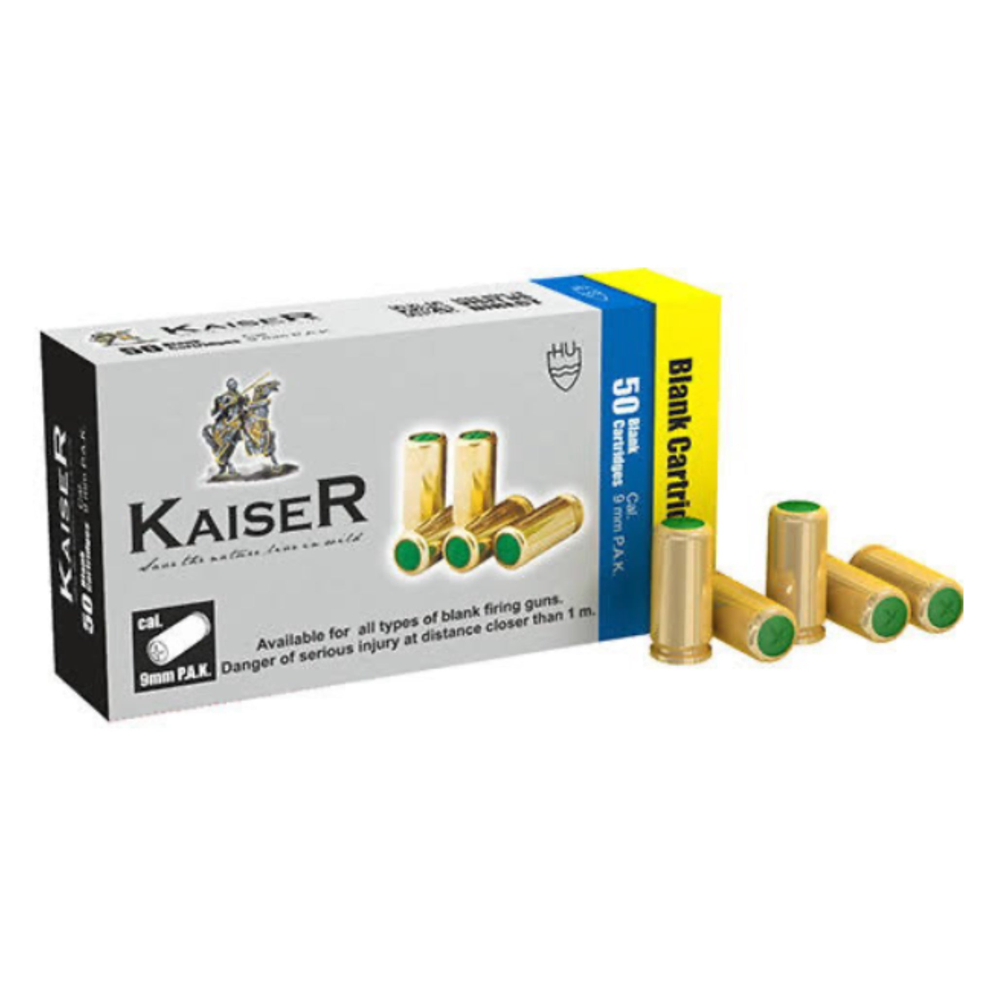Kaiser 9mm P.A.K Blank Bullets (50) - Ammo