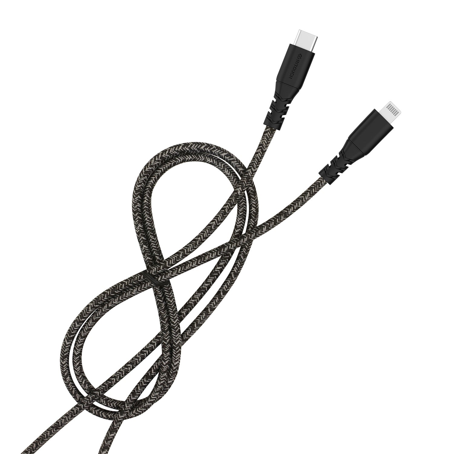 INTOUCH Type-C To MFI Lightning Recycled Braided Cable 2 Metre - Black
