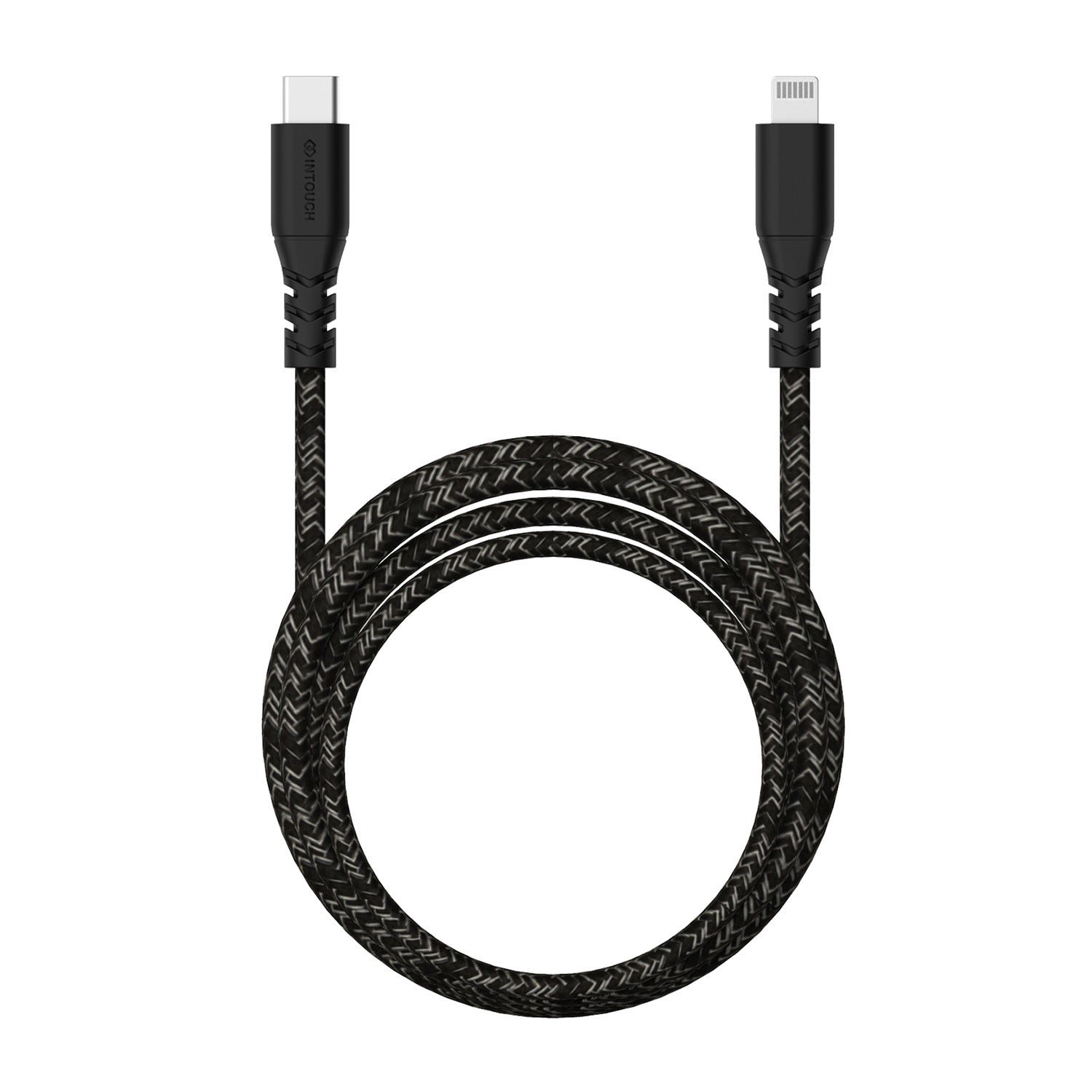 INTOUCH Type-C To MFI Lightning Recycled Braided Cable 2 Metre - Black