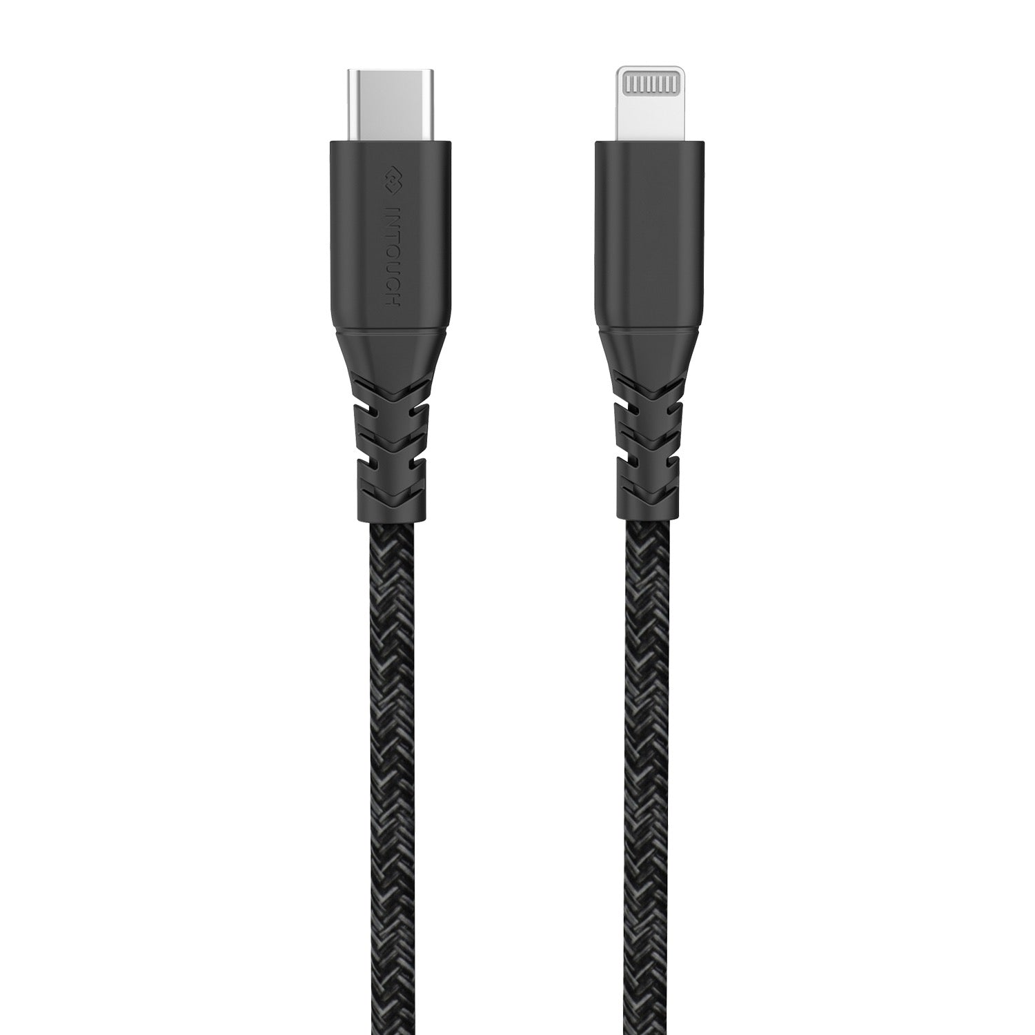 INTOUCH Type-C To MFI Lightning Recycled Braided Cable 2 Metre - Black