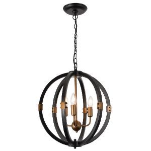 Bright Star Chandelier 3x60W ES Wrought Iron Black/Gold CH081/3