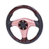 JJ-Racing Steering Wheel – Woodgrain & Black Leather with Red Carbon Fibre Pattern Centre