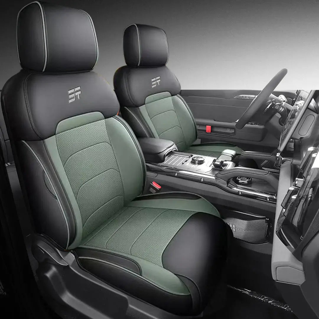 Jetour T2 (25-On) Premium Luxury Car Seat Covers - Front & Rear Full Set (Black & Green)