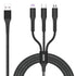 The LOOPD 3 In 1 Multi Cable is suitable for Lightning, Micro-USB and Type C mobile devices.