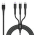 The LOOPD 3 In 1 Multi Cable is suitable for Lightning, Micro-USB and Type C mobile devices.