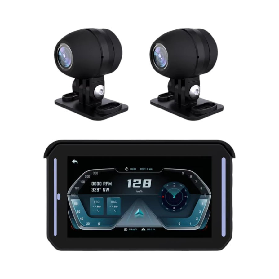 5″ M80CWireless Touchscreen Interface with Android/Carplay Connectivity for Motorcycles (dual camera with Tyre pressure monitor)