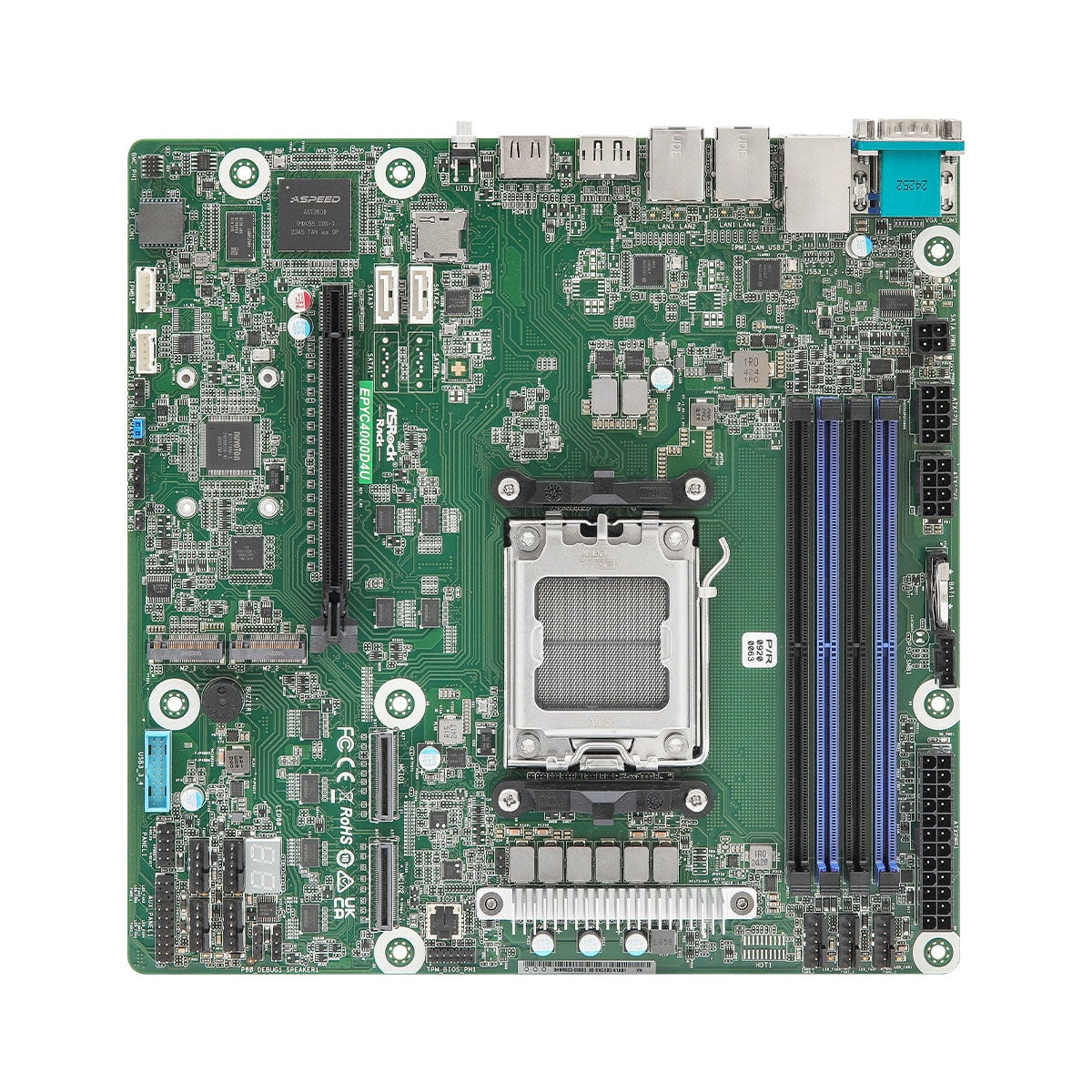 ASRock Rack EPYC4000D4U Supports AMD EPYC 4005/4004 and AMD Ryzen 9000/8000/7000 series Processors Single Socket AM5 (LGA 1718)  DDR5 SATA 6Gb/s Micro-ATX Server Motherboard | SKU MB-EPYCD4U