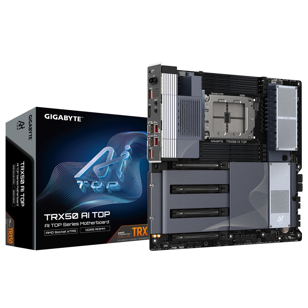 GIGABYTE TRX50 AI TOP-2B AMD Socket sTR5 support AMD Ryzen Threadripper PRO 7000 processors/AMD Ryzen Threadripper 7000 Series processors AMD TRX50 DDR5 SATA3 M.2 EATX Motherboard | SKU MB-TRX5AT2