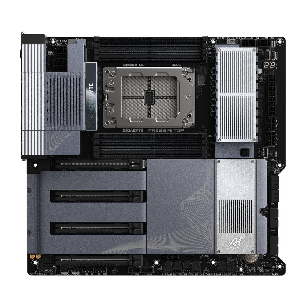 GIGABYTE TRX50 AI TOP-2B AMD Socket sTR5 support AMD Ryzen Threadripper PRO 7000 processors/AMD Ryzen Threadripper 7000 Series processors AMD TRX50 DDR5 SATA3 M.2 EATX Motherboard | SKU MB-TRX5AT2