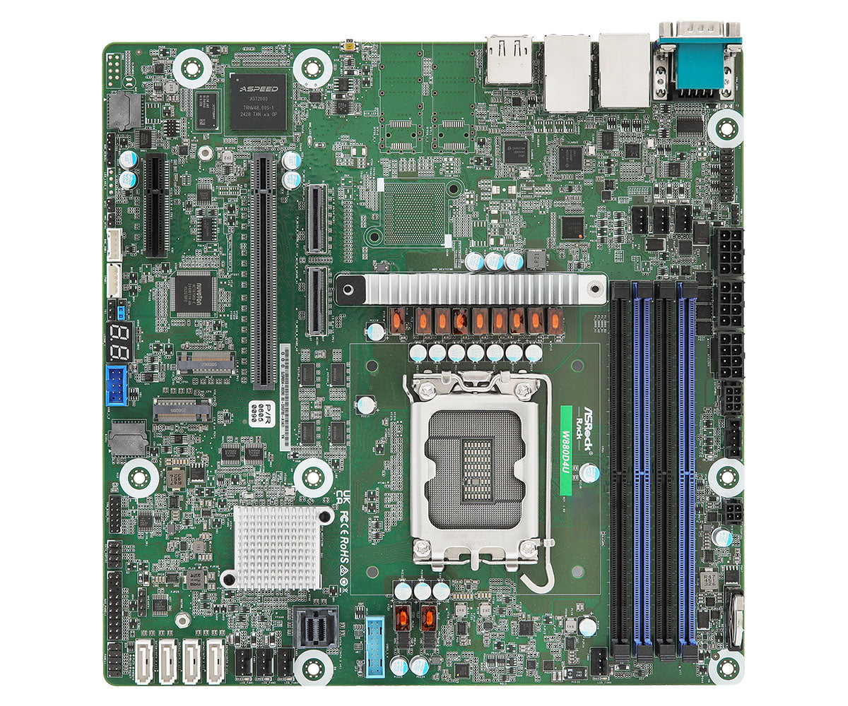 ASRock Rack W880D4U Intel Core Ultra Desktop Processors (Series 2) Single Socket LGA 1851 Micro-ATX Server Motherboard | SKU MB-W880D4U