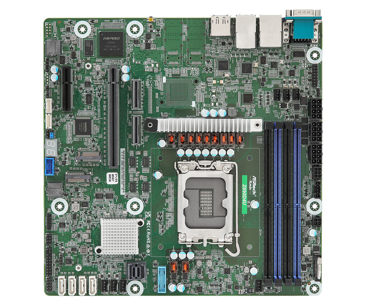 ASRock Rack Z890D4U Intel Core Ultra Desktop Processors (Series 2) Single Socket LGA 1851 Micro-ATX Server Motherboard | SKU MB-Z890D4U