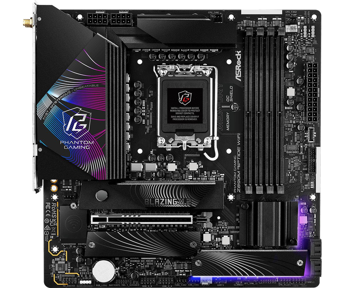 ASRock Z890M RIPTIDE WIFI LGA1851RL-ILM/ Intel Z890/ DDR5/ SATA3/ USB 3.2/ M.2/ Micro ATX Motherboard | SKU MB-Z89MRTW