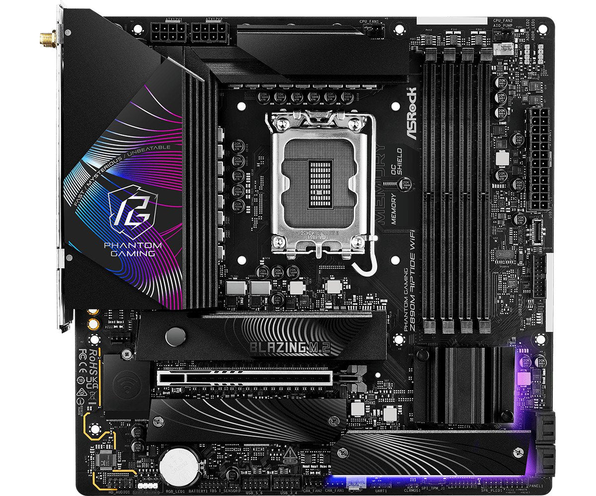 ASRock Z890M RIPTIDE WIFI LGA1851RL-ILM/ Intel Z890/ DDR5/ SATA3/ USB 3.2/ M.2/ Micro ATX Motherboard | SKU MB-Z89MRTW