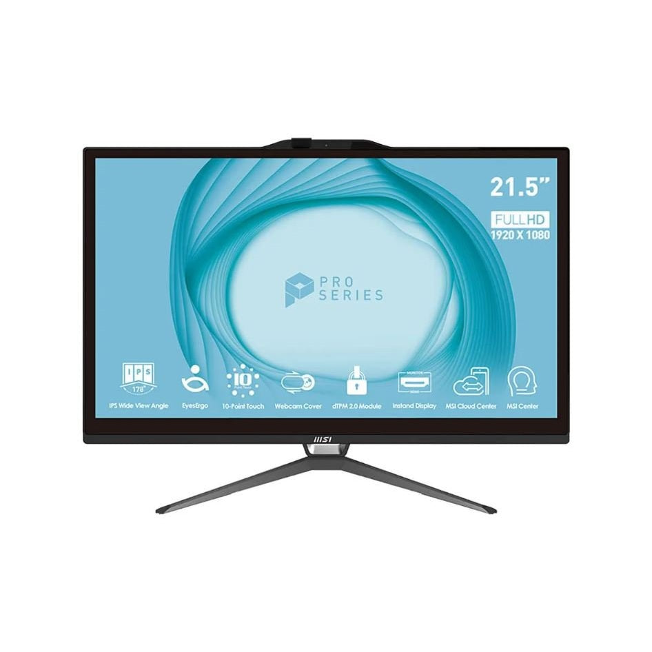 MSI PRO AP222T AIO Desktop, 21.5" Full HD IPS-Grade LED Touchscreen w/HDMI-in, Intel Pentium G7400, 8GB Memory, 512GB SSD, WiFi AC9462, BT 5.0, Black, 13M-276US | SKU MSI-P22M76