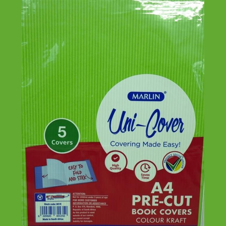 Marlin Kids Precut A4 Green Kraft Paper Book Cover 5 pack