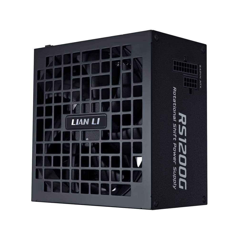 GUNMANSA Lian Li RS 1200W Rotational Shift Fully Modular ATX Power Supply (W/USB Fan Hub) 90° AC Inlet, Cybenetics Platinum, 80+ Gold, ATX 3.1, PCIe 5.1, 12V-2x6 Cable, Black (RS1200G.BH)