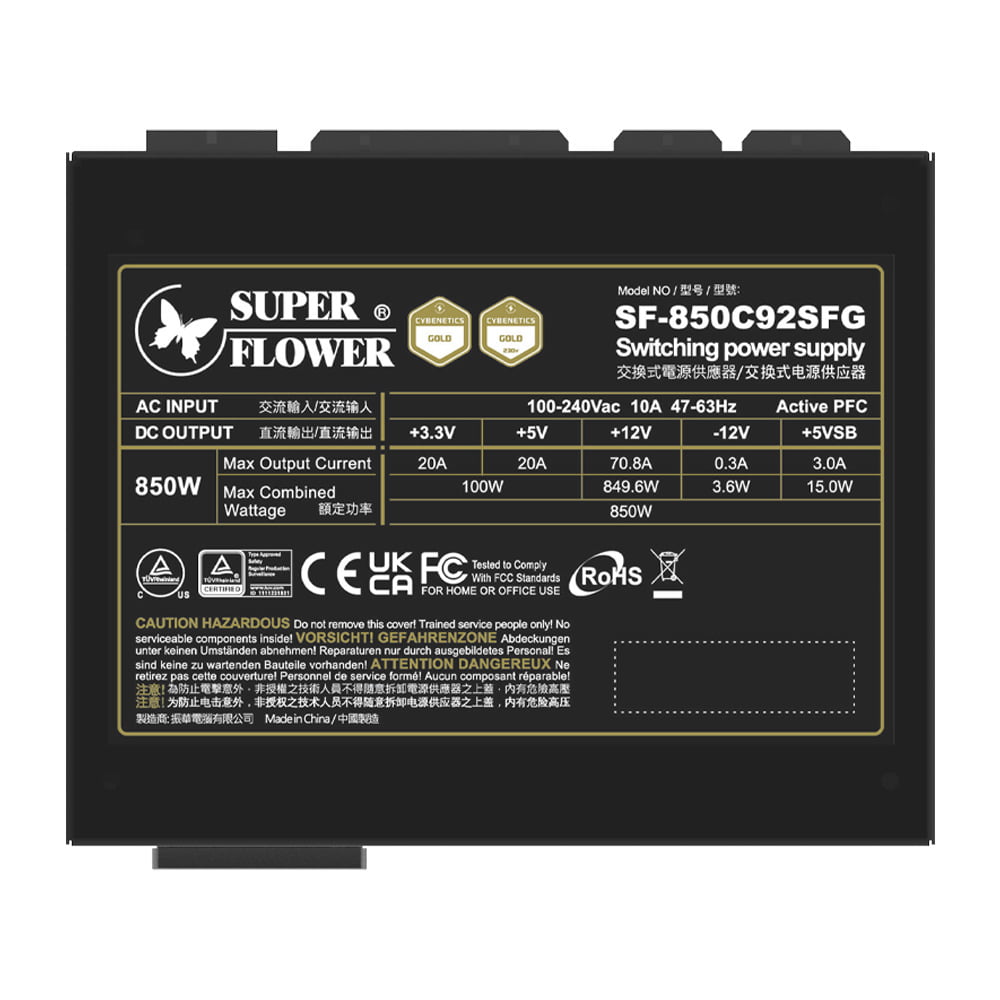 GUNMANSA Super Flower SFX (Small Form Factor) Combat SFX FG 850W 80+ Gold, Full Modular, ATX 3.1&PCIe 5.1, W/12V-2x6, SF-850C92SFG, SFX Power Supply, Black
